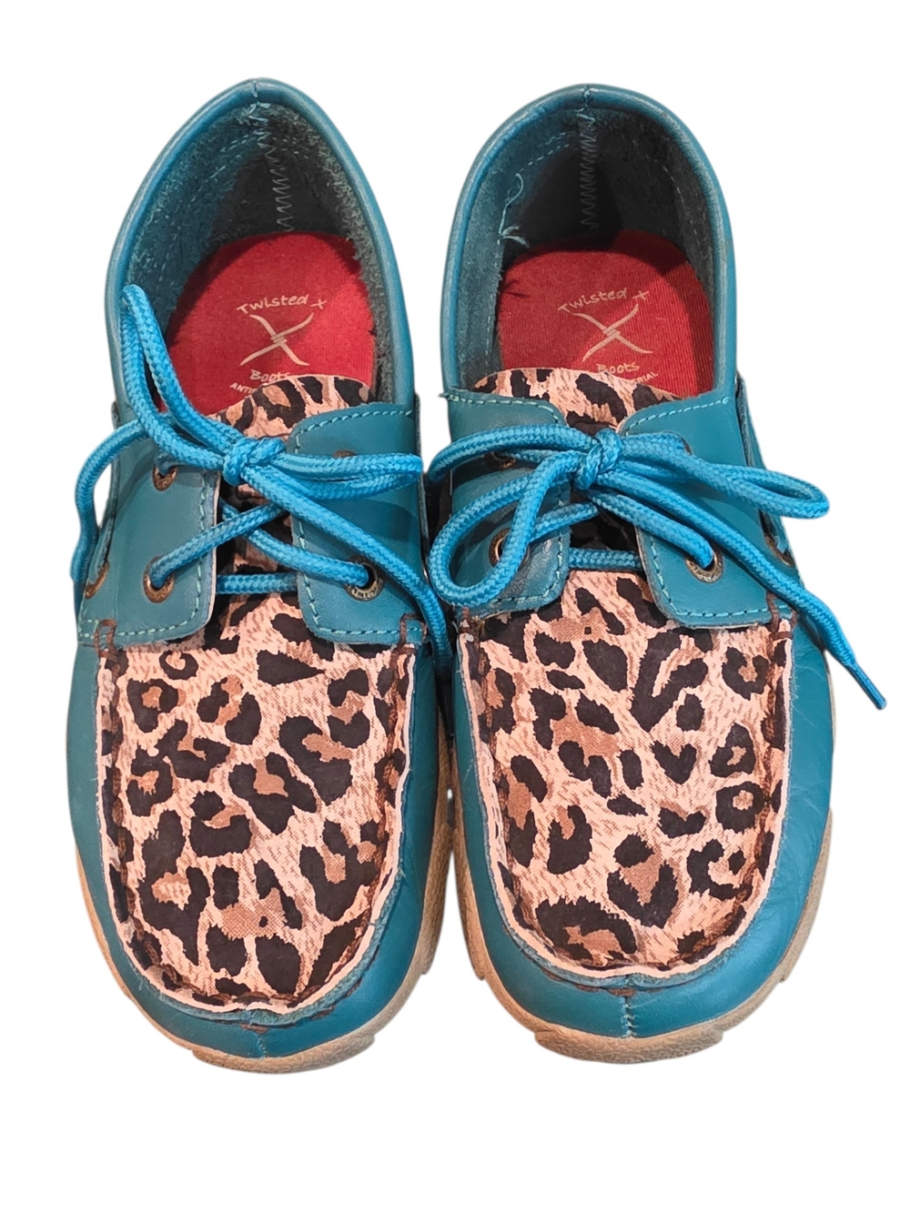 Twisted X Kids Teal & Leopard Boat Shoes